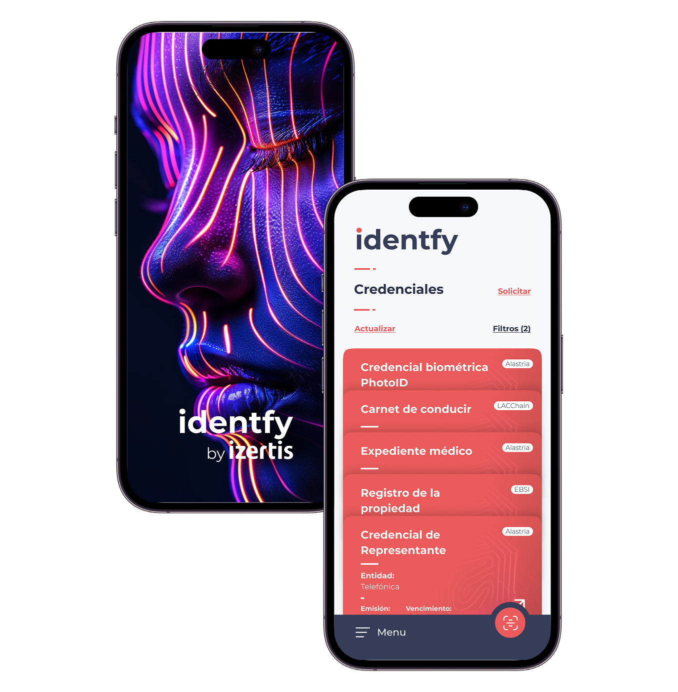 Captura de una interfaz de identidad digital para gestionar, presentar o verificar credenciales verificables.