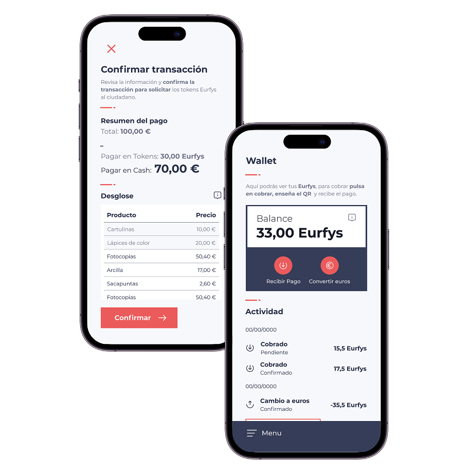 Captura de una interfaz para gestión de ayudas sociales mediante identidad digital, credenciales verificables y tokens.